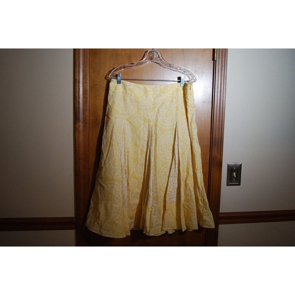 Ann Taylor Loft Yellow Floral Side Zip Skirt Size 10 Lined A-line